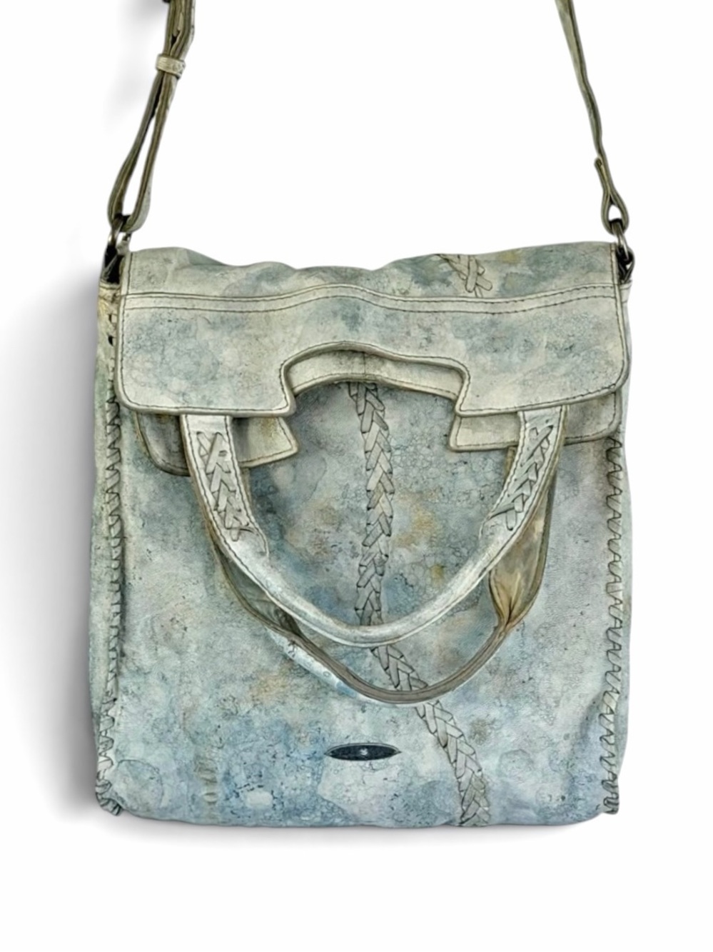 Lucky Brand Abbey Road Stitch Marbled Leather Messenger Bag